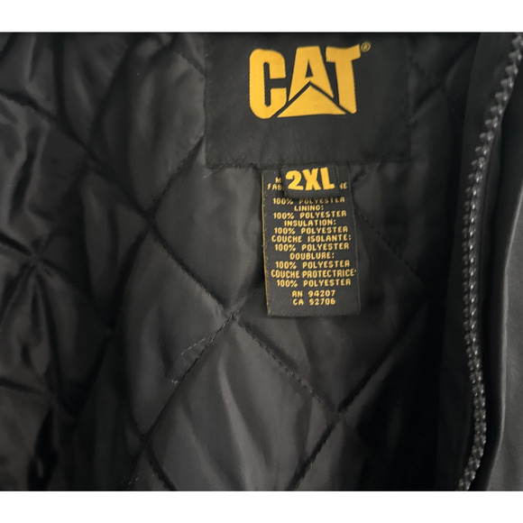 CAT Caterpillar Workwear Men’s Jacket Black Hooded Quilted Lined Insulated 2XL - Picture 5 of 6